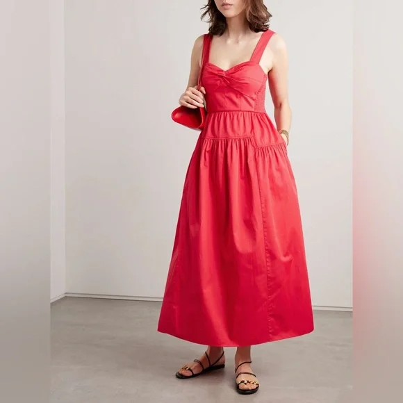 La Ligne NWT Solid Marceline Cotton Poplin Dress in Poppy XL - Picture 1 of 14